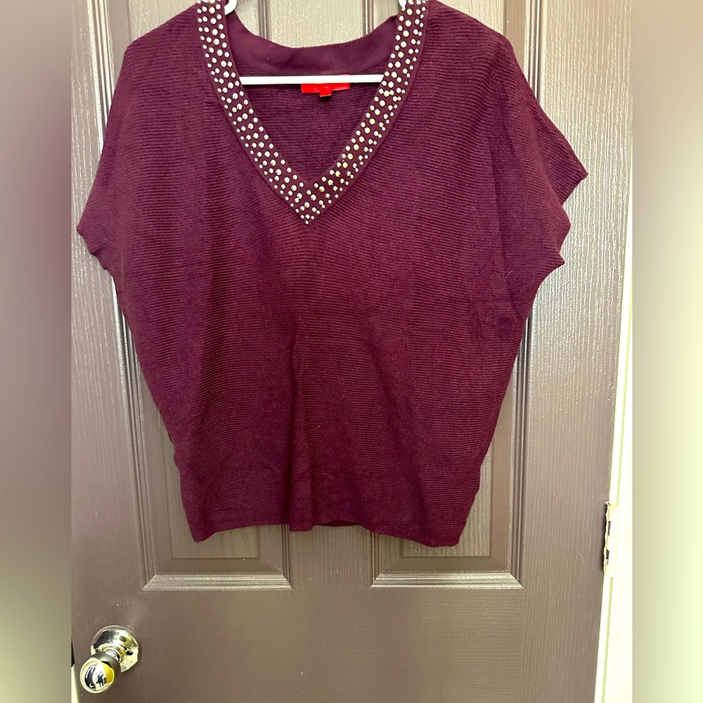 Jennifer Lopez cap sleeve sweater maroon Size Large